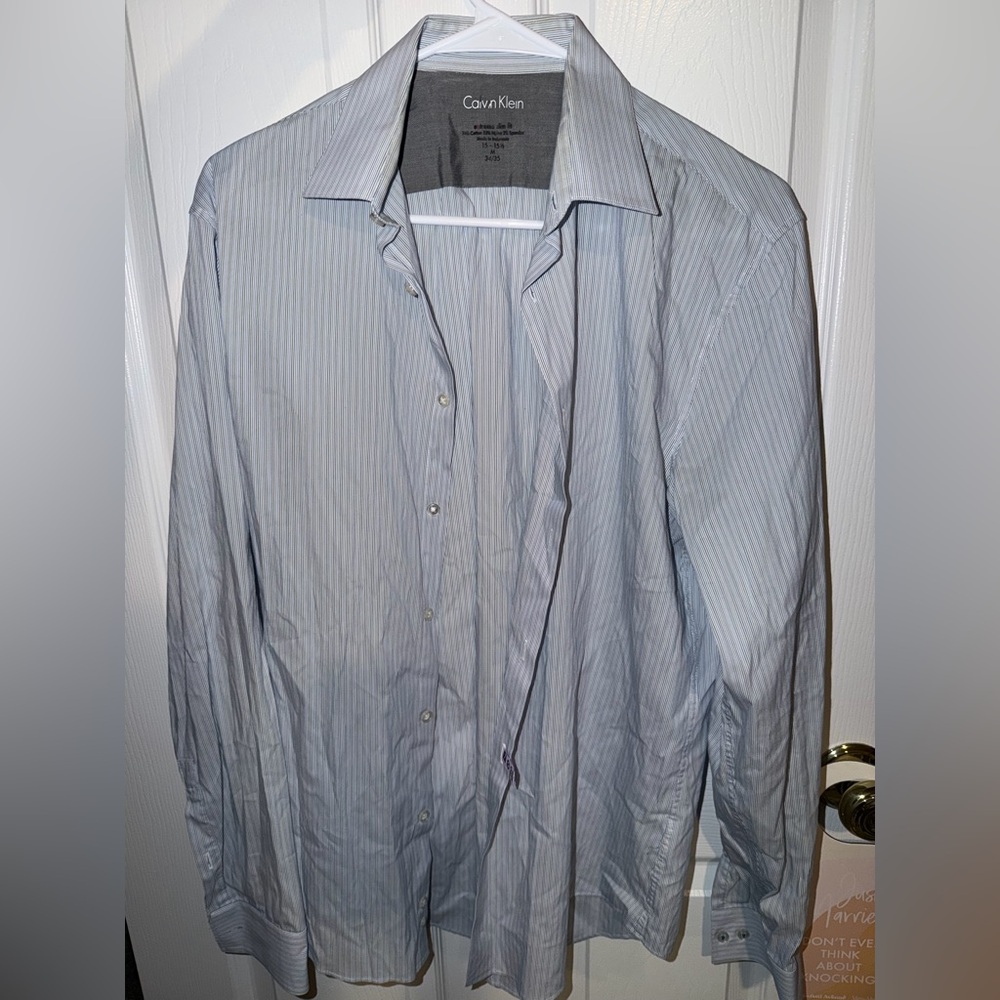 Calvin Klein Light Blue Striped Dress Shirt